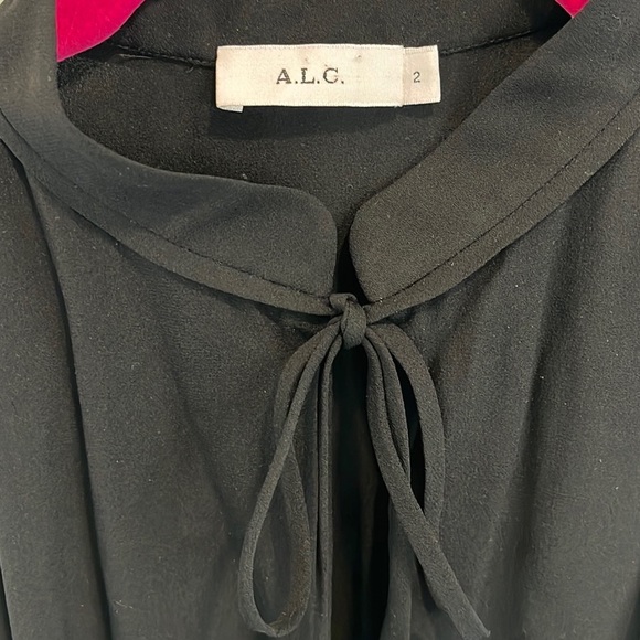 A.L.C. “Ivy” black silk tie neck top shirt blouse 2 - Picture 3 of 4